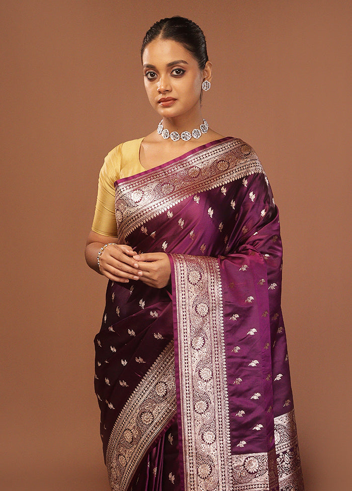 Purple Uppada Silk Saree With Blouse Piece