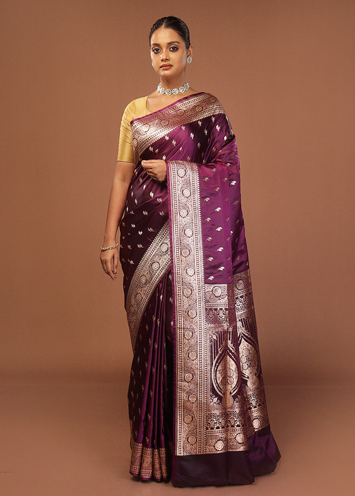 Purple Uppada Silk Saree With Blouse Piece