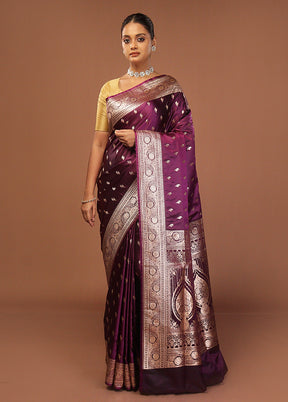 Purple Uppada Silk Saree With Blouse Piece