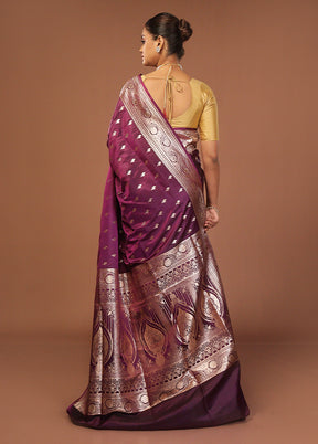 Purple Uppada Silk Saree With Blouse Piece