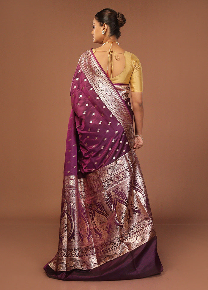Purple Uppada Silk Saree With Blouse Piece