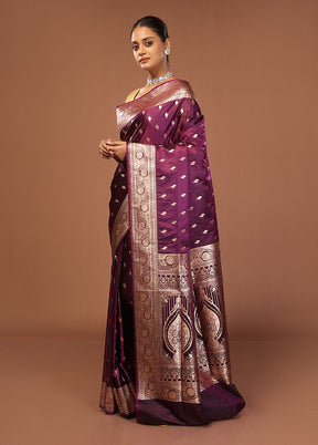 Purple Uppada Silk Saree With Blouse Piece