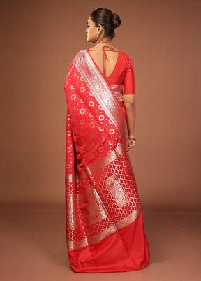 Red Uppada Silk Saree With Blouse Piece