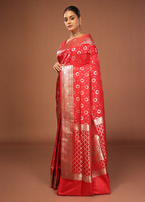 Red Uppada Silk Saree With Blouse Piece