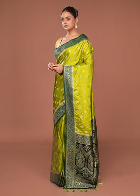 Green Dupion Silk Saree With Blouse Piece