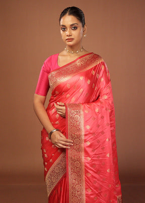 Pink Dupion Silk Saree With Blouse Piece