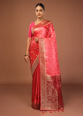 Pink Dupion Silk Saree With Blouse Piece