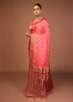 Pink Dupion Silk Saree With Blouse Piece