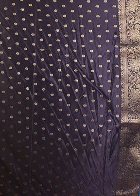 Blue Dupion Silk Saree With Blouse Piece