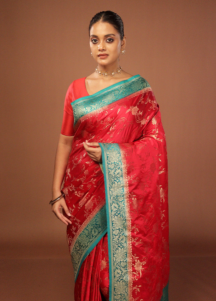 Pink Dupion Silk Saree With Blouse Piece