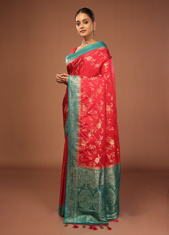 Pink Dupion Silk Saree With Blouse Piece