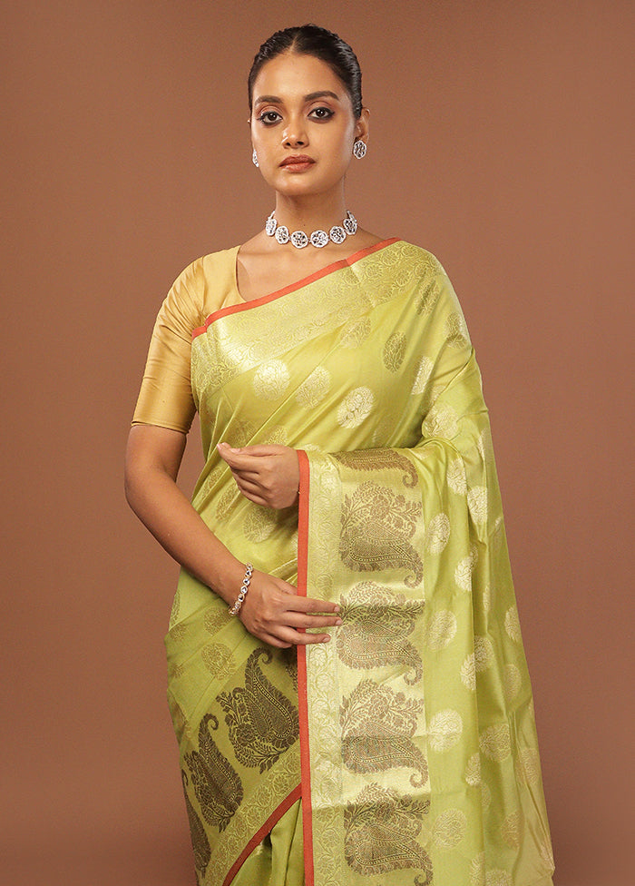 Green Kora Silk Saree With Blouse Piece