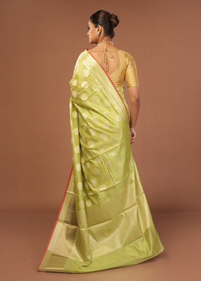 Green Kora Silk Saree With Blouse Piece