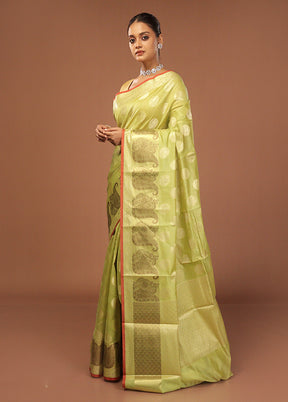 Green Kora Silk Saree With Blouse Piece