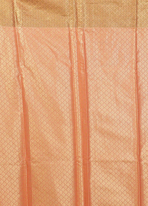 Peach Kora Silk Saree With Blouse Piece