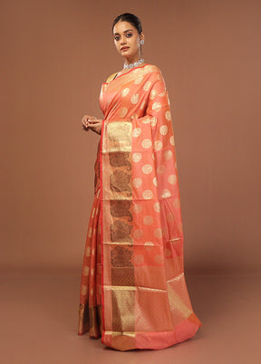 Pink Kora Silk Saree With Blouse Piece