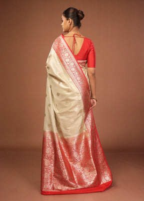 Grey Tissue Silk Saree With Blouse Piece