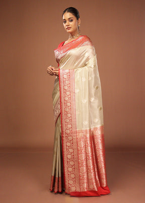Grey Tissue Silk Saree With Blouse Piece