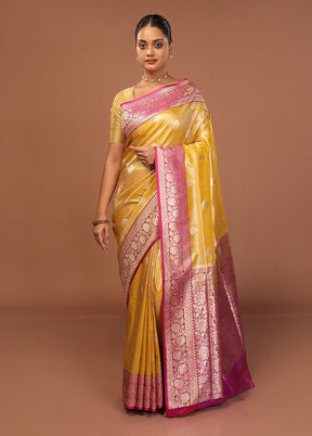 Yellow Tissue Silk Saree With Blouse Piece