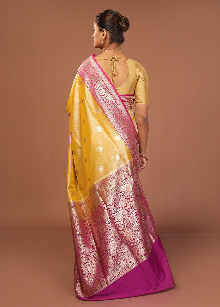 Yellow Tissue Silk Saree With Blouse Piece