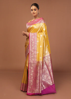 Yellow Tissue Silk Saree With Blouse Piece
