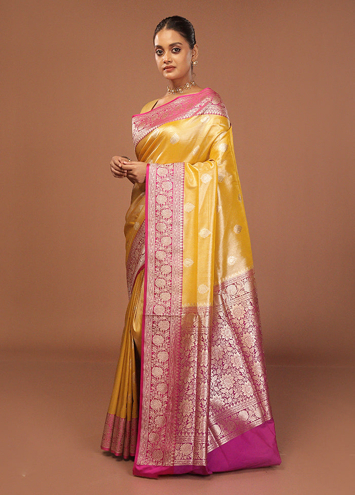 Yellow Tissue Silk Saree With Blouse Piece