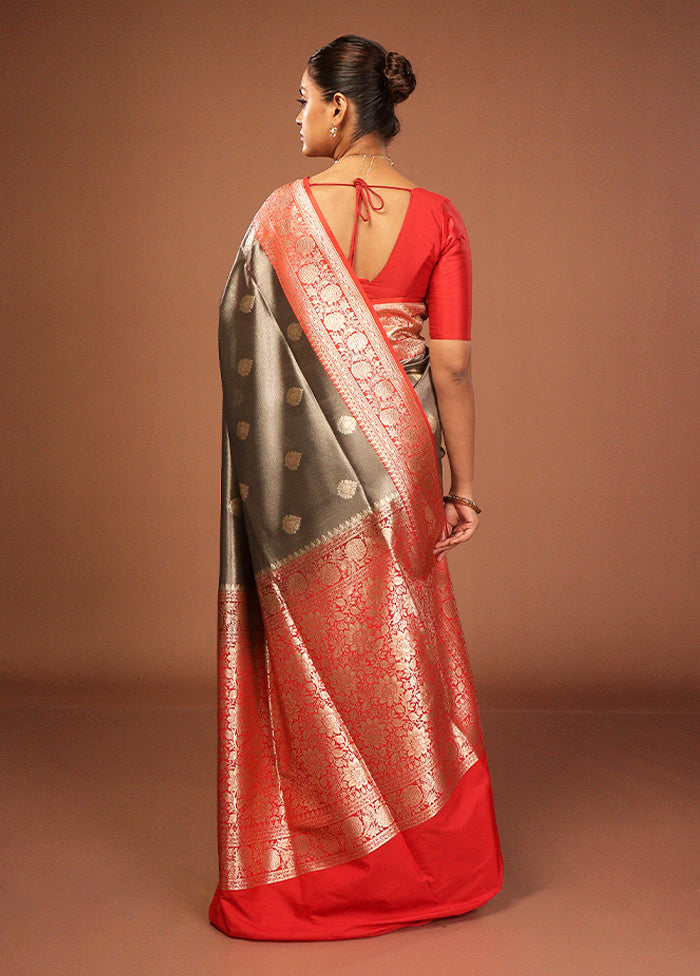 Grey Tissue Silk Saree With Blouse Piece