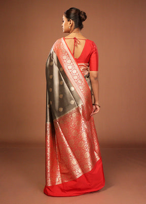 Grey Tissue Silk Saree With Blouse Piece