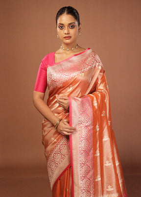 Rust Tissue Silk Saree With Blouse Piece