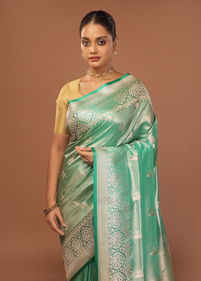 Green Tissue Silk Saree With Blouse Piece