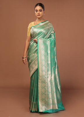 Green Tissue Silk Saree With Blouse Piece