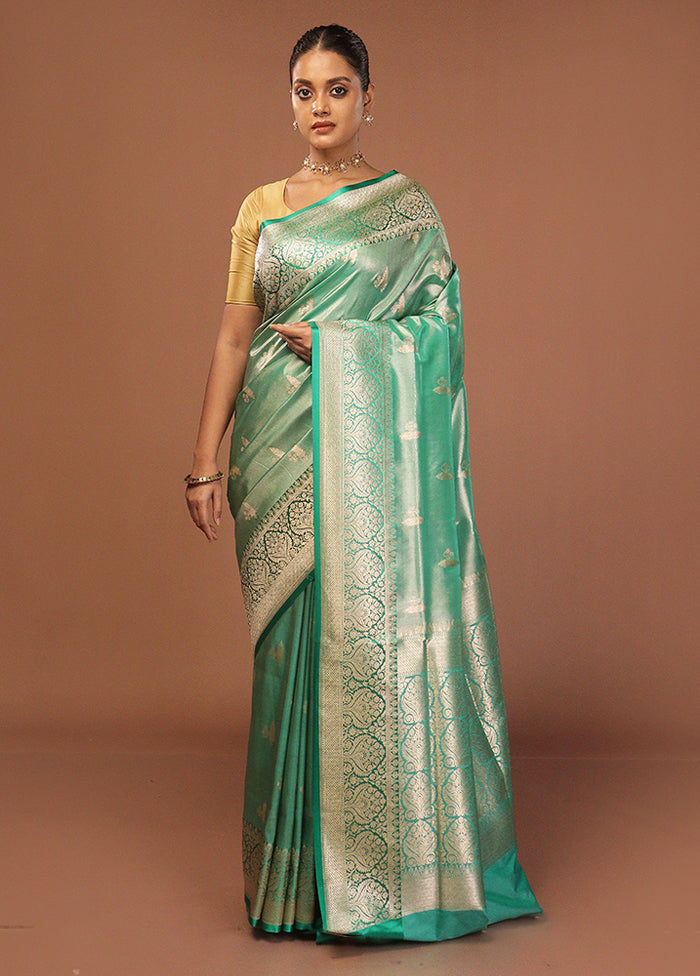Green Tissue Silk Saree With Blouse Piece