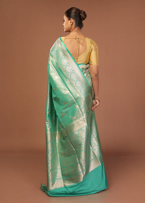 Green Tissue Silk Saree With Blouse Piece