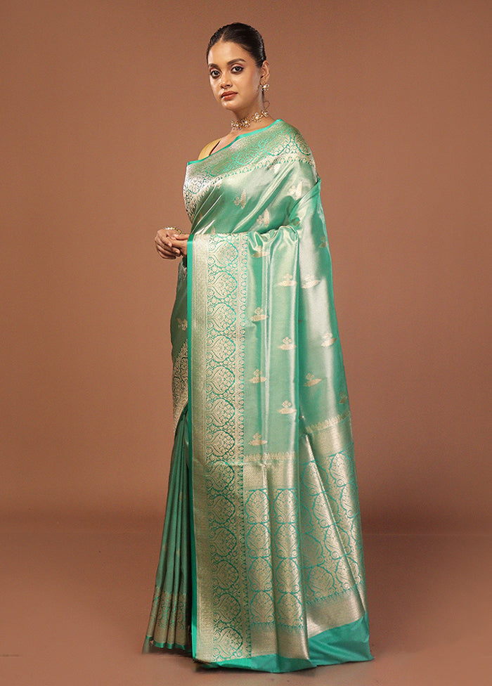 Green Tissue Silk Saree With Blouse Piece