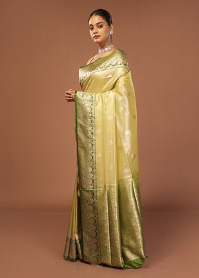 Green Tissue Silk Saree With Blouse Piece