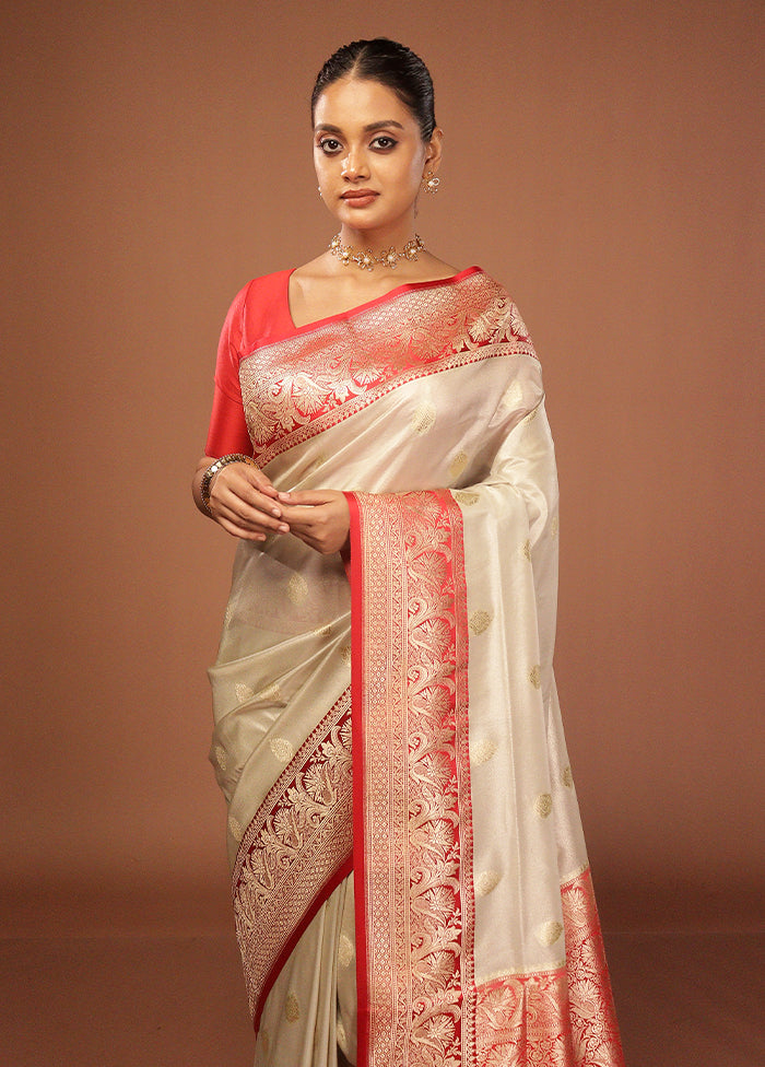 White Tissue Silk Saree With Blouse Piece