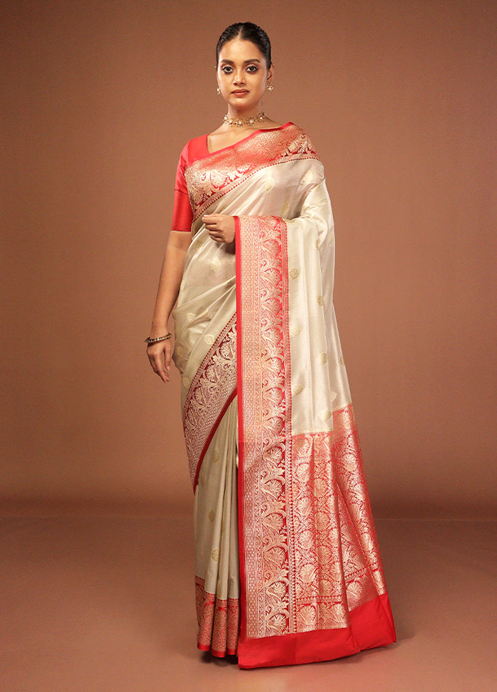 White Tissue Silk Saree With Blouse Piece