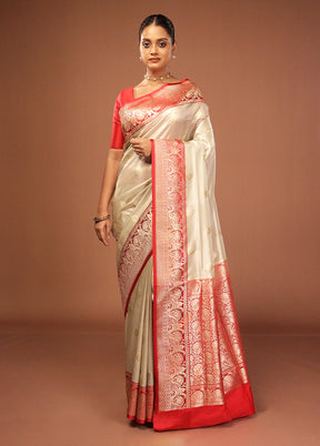 White Tissue Silk Saree With Blouse Piece