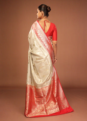 White Tissue Silk Saree With Blouse Piece