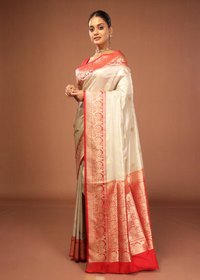 White Tissue Silk Saree With Blouse Piece