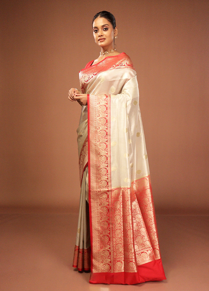 White Tissue Silk Saree With Blouse Piece