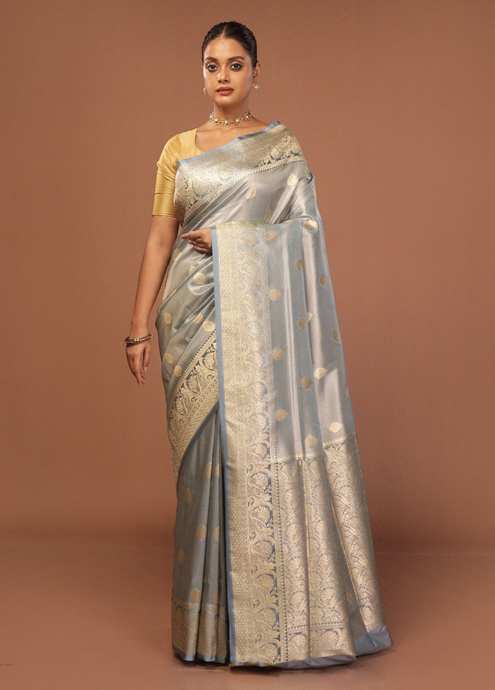 Blue Tissue Silk Saree With Blouse Piece