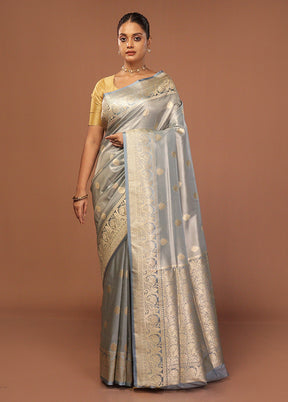 Blue Tissue Silk Saree With Blouse Piece