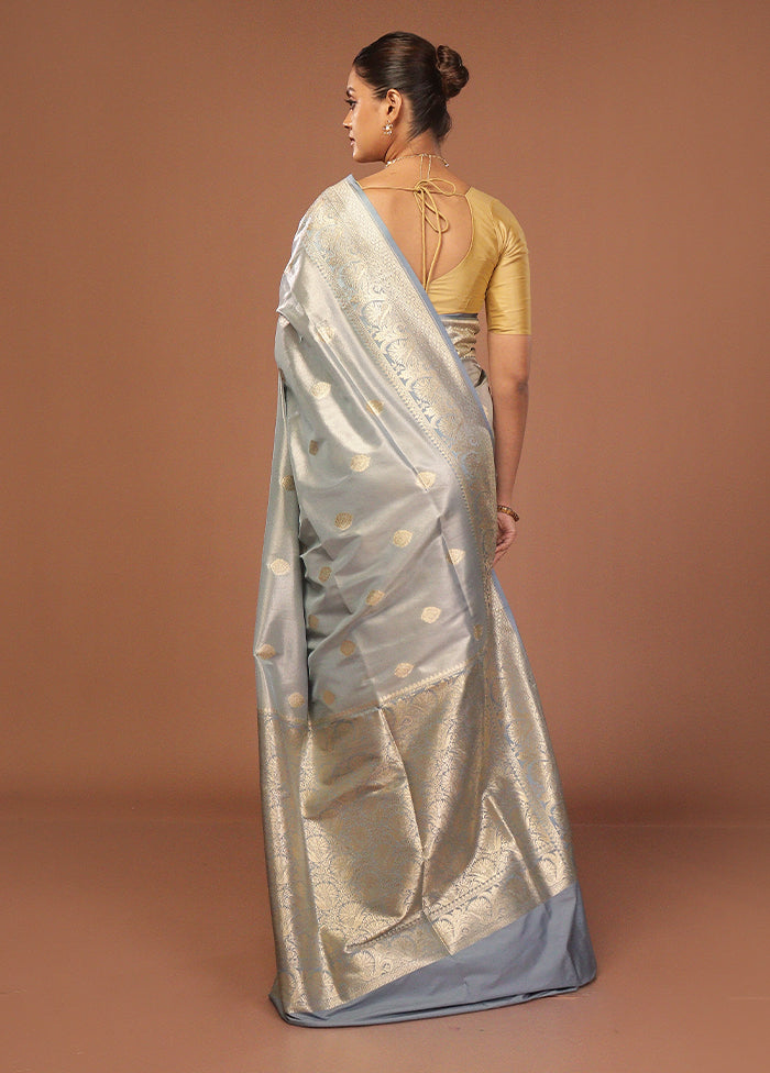 Blue Tissue Silk Saree With Blouse Piece