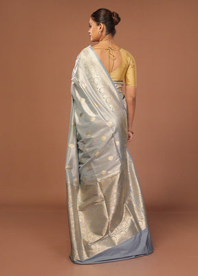 Blue Tissue Silk Saree With Blouse Piece