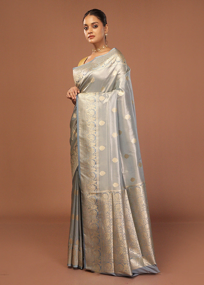 Blue Tissue Silk Saree With Blouse Piece