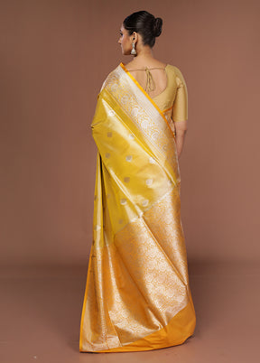 Yellow Tissue Silk Saree With Blouse Piece
