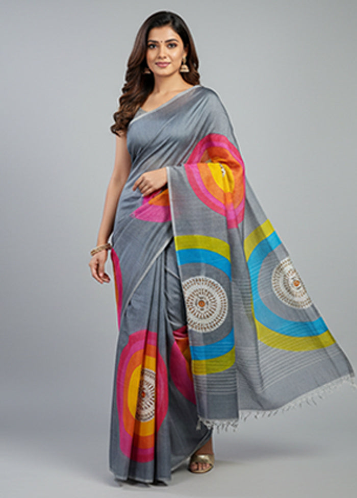 Green Printed Pure Silk Saree Without Blouse Piece