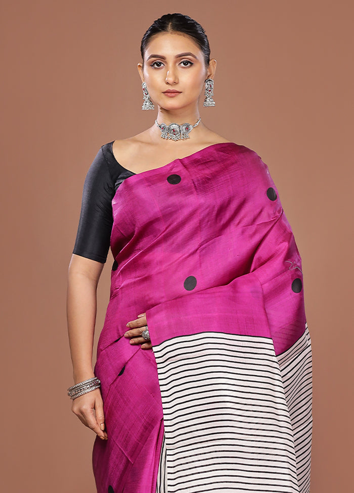 Pink Printed Silk Saree Without Blouse Piece