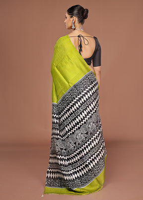 Cream Printed Pure Silk Saree Without Blouse Piece